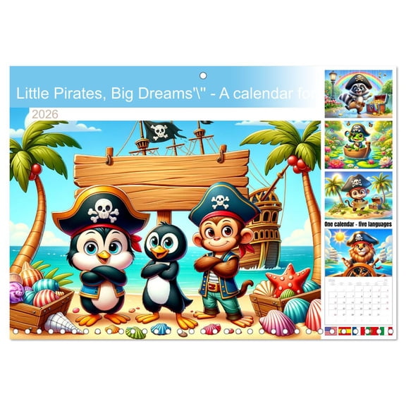 Little Pirates, Big Dreams''' - A calendar for young explorers (Monthly Wall Calendar 2026 16.5 x 23.4 (open)), CALVENDO 14 Month Calendar