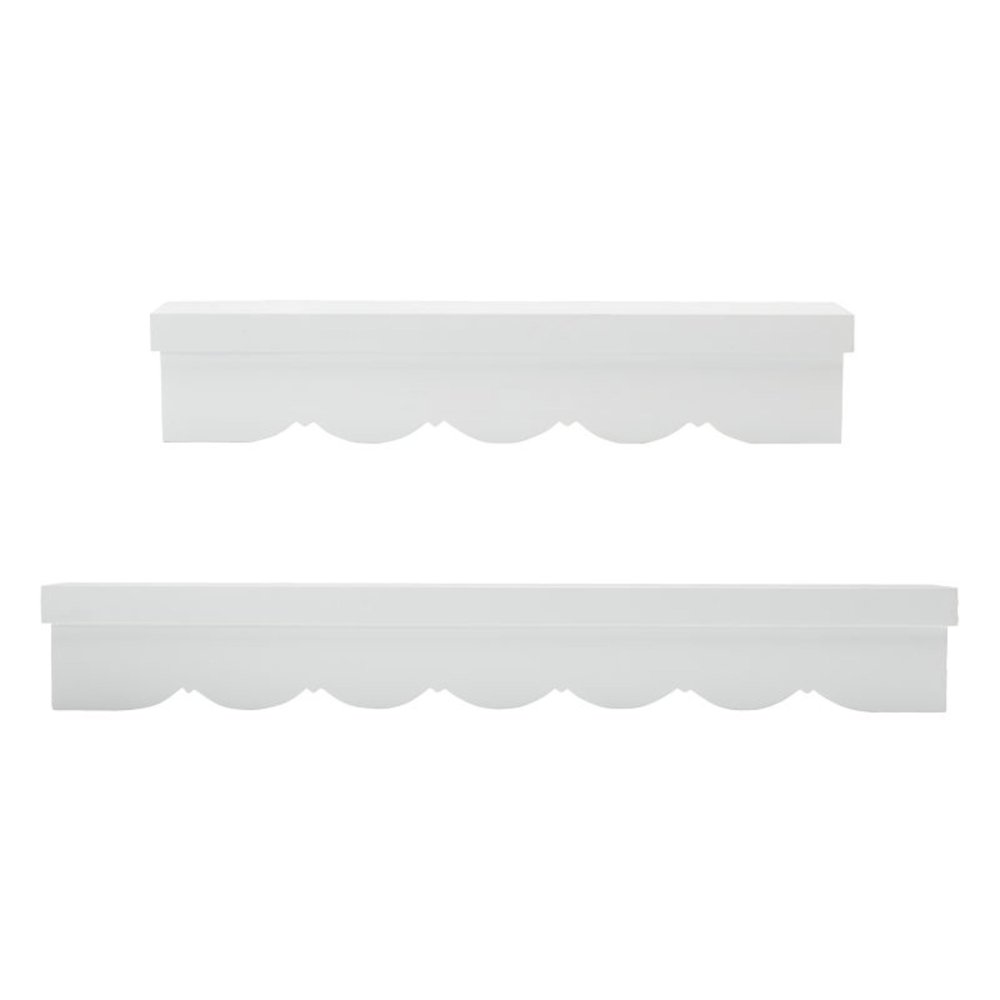 Melannco Set of 2 Scalloped Edge Floating Shelves in White MDF