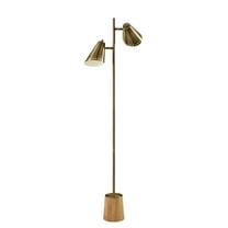 Adesso Josephine 60.5" 2-Light Adjustable Shade Wood & Antique Brass Task Floor Lamp