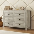 thumbnail image 4 of Glavbiku Retro Farmhouse Wooden 6 Drawer Dresser ,Storage Cabinet for Bedroom,Anitque Gray, 4 of 10