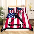 thumbnail image 1 of Juego de cama de béisbol Vintage American Flag Funda nórdica King para adolescentes Niños, 1 of 7