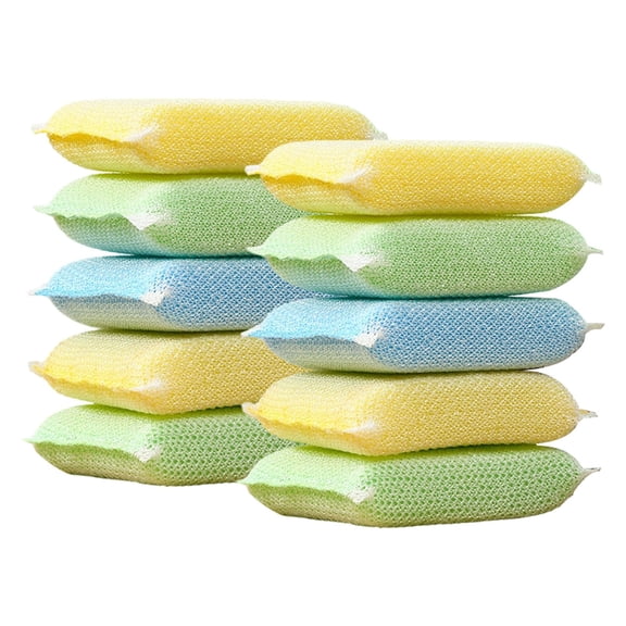 Multipurpose Scrubbing Sponges, Random Color, 10-Pack Kitchen Stove Dish Bowl Pot Bathtub Cleaner, Includes 10 Sponges