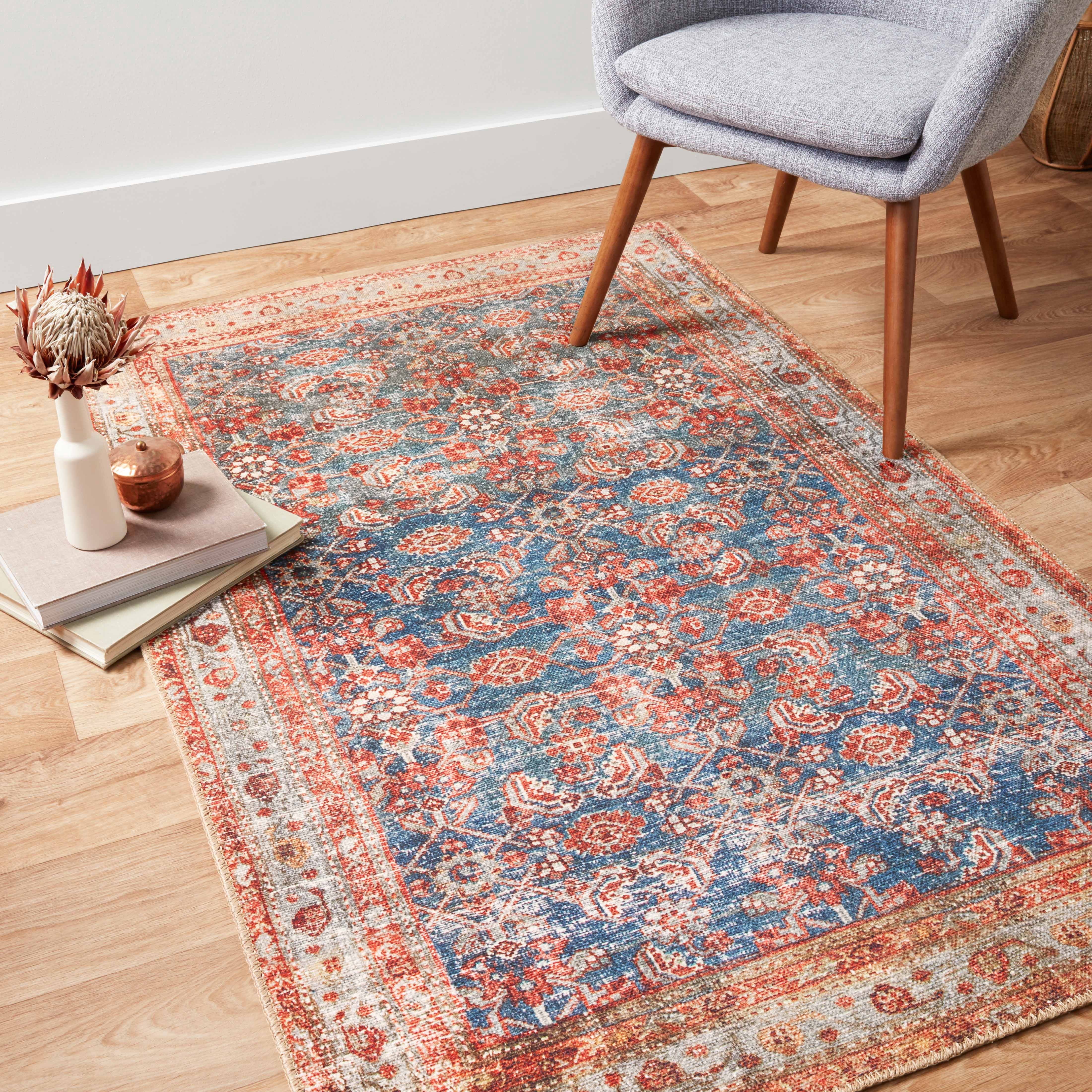 Echo Loom Grand Havana Denim / Red 2'-6" x 7'-6" Runner Rug