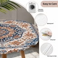 thumbnail image 3 of Blue Burnt Orange Boho Round Tablecloth for 45-54 Inch Tables,Fitted Table Cover with Elastic Edge,Antique Southwestern Ethnic Waterproof Outdoor Table Cloth Protector for Patio Garden Dinner Picnic, 3 of 9