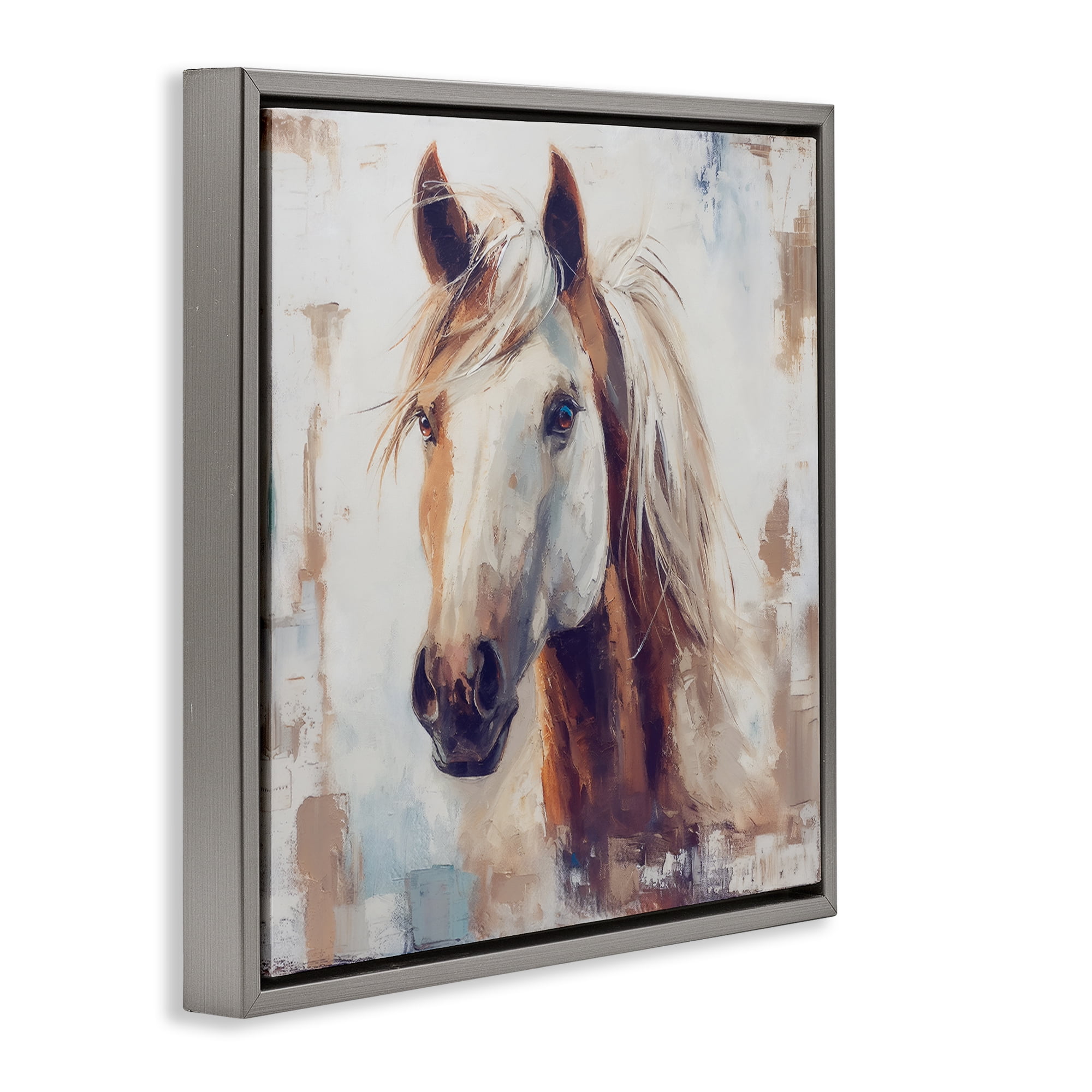 Stupell Industries Rustic Horse Impression Animals Painting Gray Floater Framed Canvas Art Print Wall Art, 25 x 25