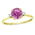 thumbnail image 2 of Original Star K� 7mm Round Created Pink Sapphire Classic 3 stone Engagement Ring, 2 of 9