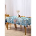 thumbnail image 3 of Coastal Seahorse Blue Rectangle Tablecloth, Summer Beach Nautical Coral Starfish Waterproof & StainResistant Tablecloth, Washable Oil-proof Table Cover for Dining/Party/Wedding/Buffet 54x108 In, 3 of 9