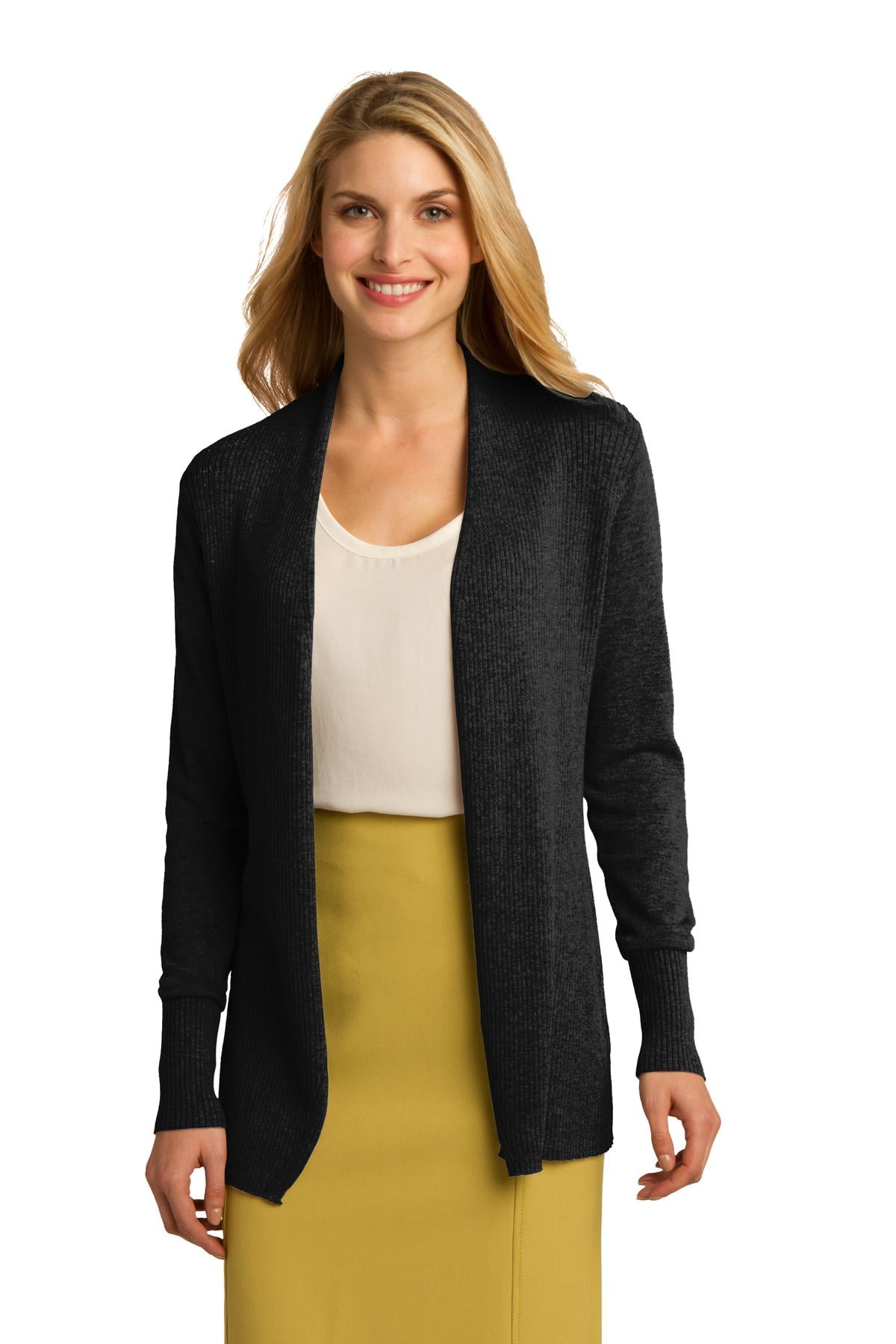 womens black open front cardigan
