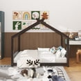 thumbnail image 3 of Full House Floor Bed with Support Slats, Solid Wood House Bed Frame for Kids, No Box Spring Needed and Opening Constructure, Espresso, 3 of 11
