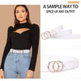 thumbnail image 5 of WHIPPY Women Leather Belt with Double Ring Buckle, Plus Size Waist Belt for Jeans Dresses, 5 of 8