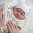 thumbnail image 3 of Newborn Baby Hats and Mittens Set Solid Color Cotton Caps Gloves for Baby Boys and Girls, Hospital Hat, 3 of 5