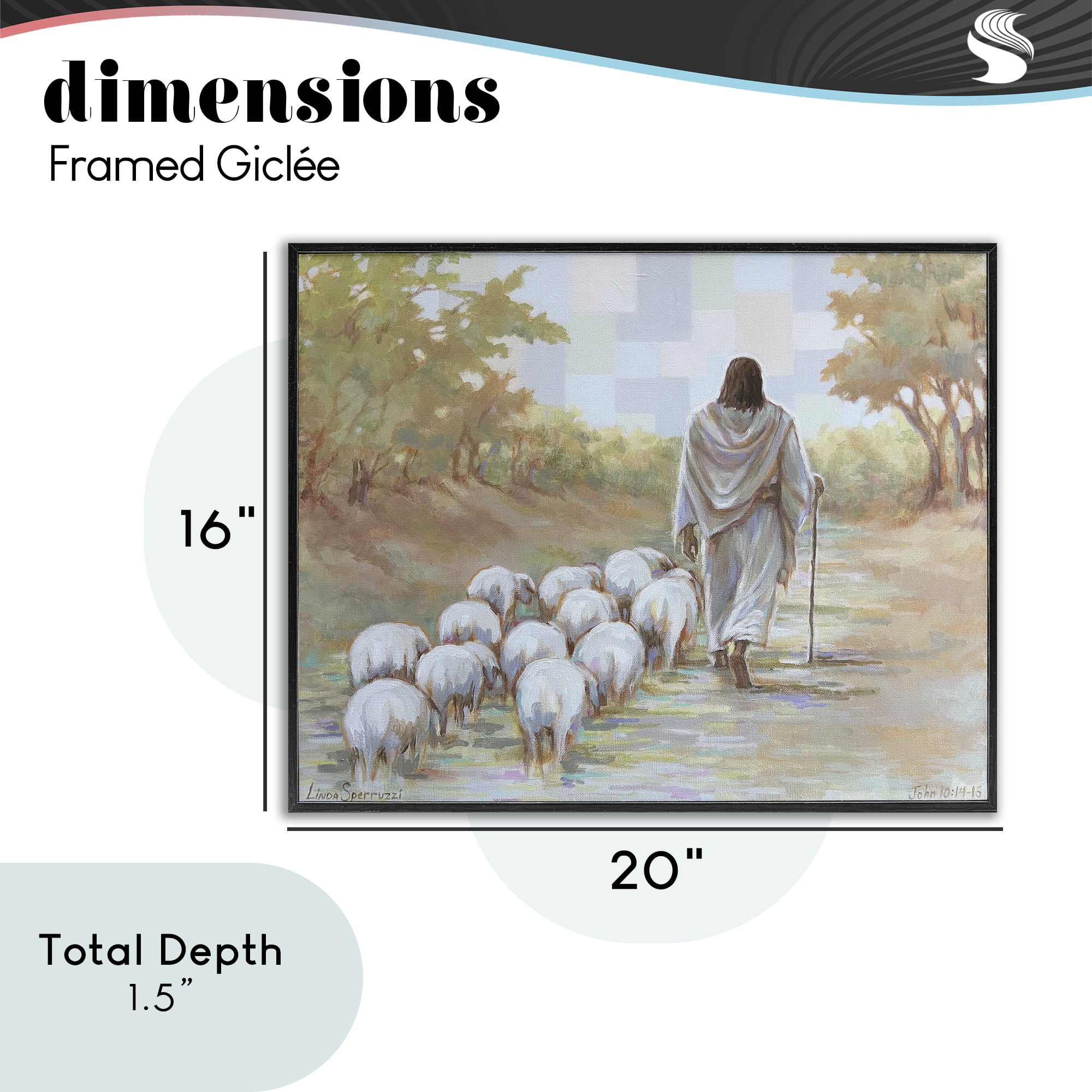 Stupell Industries Lead On Good Shepherd Black Framed Giclee Art, design by Linda Sperruzzi