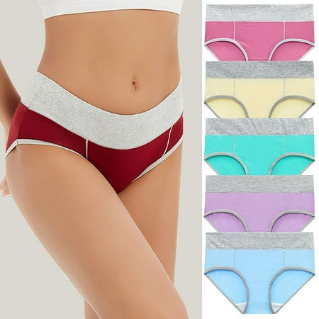 ATOYSOY Women s Clearance Solid Panty Classic Briefs Girls Comfy Plus Size Hip Lifting Cotton Panties  5 Pack Multipack Shapewear Control Briefs Seamless for Ladies Stretchy Underpants L