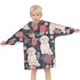 thumbnail image 3 of Shih Tzu Dog and Flower Floral Blanket Hoodies for Kids 6-13YR Oversize Wearable Blanket Hoodies for Boys Girls Teens, 3 of 7