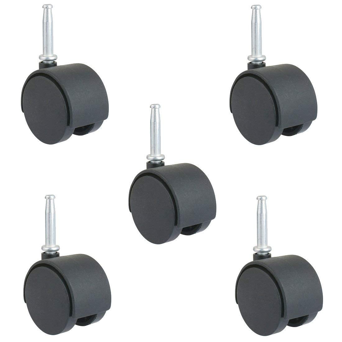 Set of 5 Plastic Casters 2" X 2"  with 7/16" X 1" Grip Stem 