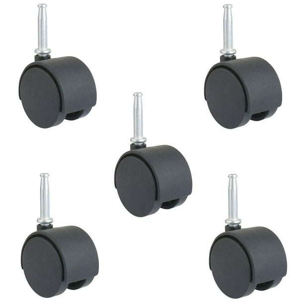 2" Chair Stem Caster Wheels, Stem diameter 8 x 38mm or 5/16", stem length 1.5" Set of 5