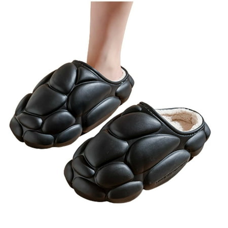 

Pyhlmscde Womens Slides Ladies Furry Plush Round Toe Flat Slippers Solid Color Comfy Casual Home Shoes Indoor Outdoor Slippers