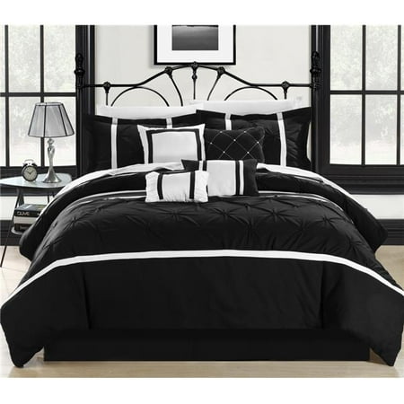 Chic Home 127-160-Q-12-US Vermont Black & White Queen 12 Piece Bed in a Bag Comforter Set with 4 Piece Sheet Set