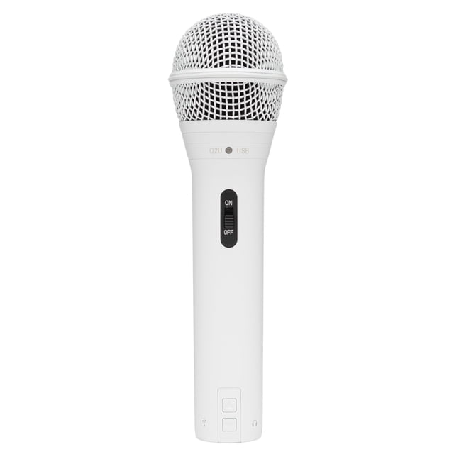 Micrófono Dinámico de Mano USB Samson Q2U para Grabación y Podcasting (Blanco)