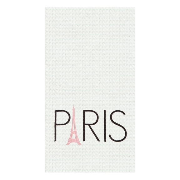 Paris Cotton Embroidered Waffle Weave Cotton Embroidered Waffle Weave Kitchen Towel