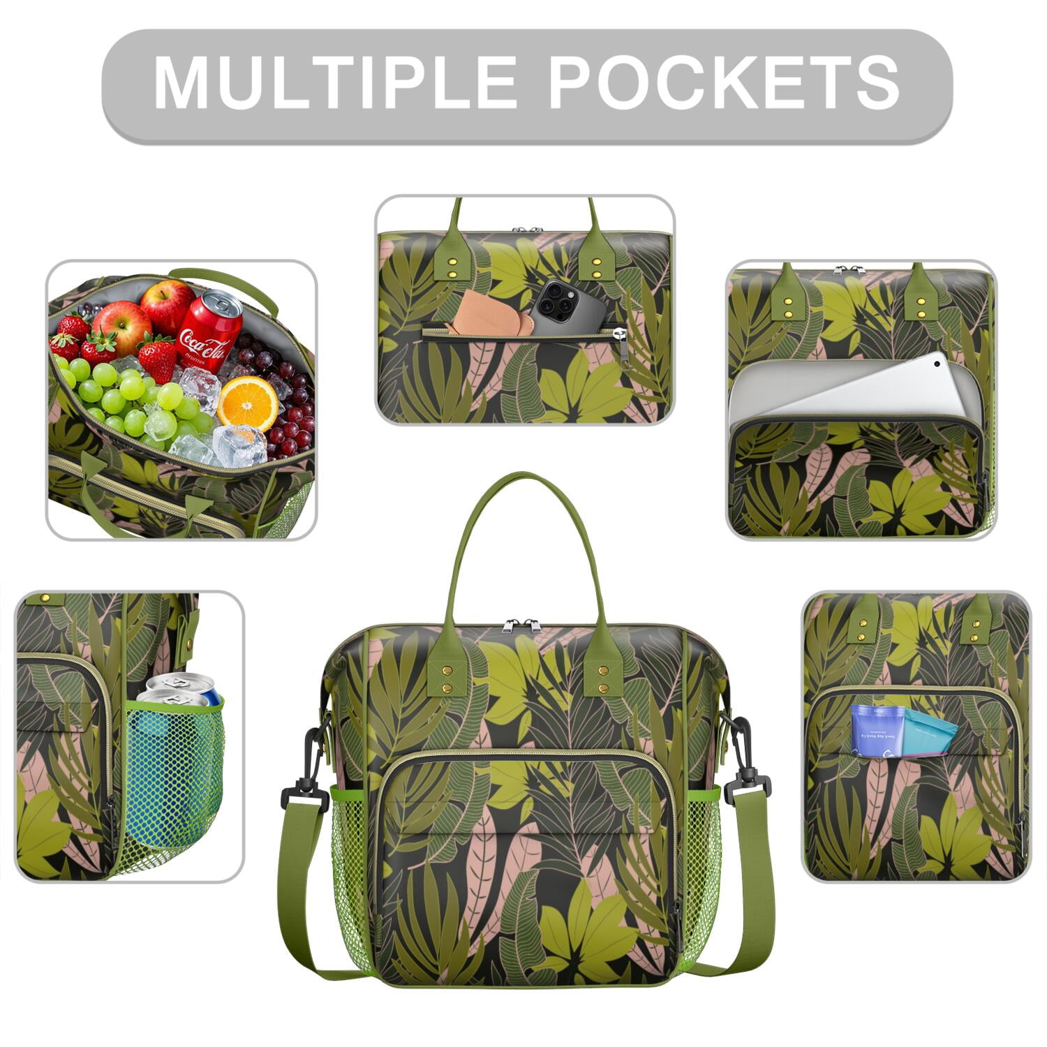 Floral Leakproof Lunch Tote Bag - Durable Waterproof Insulated Cooler for School, Work, Travel, Picnic