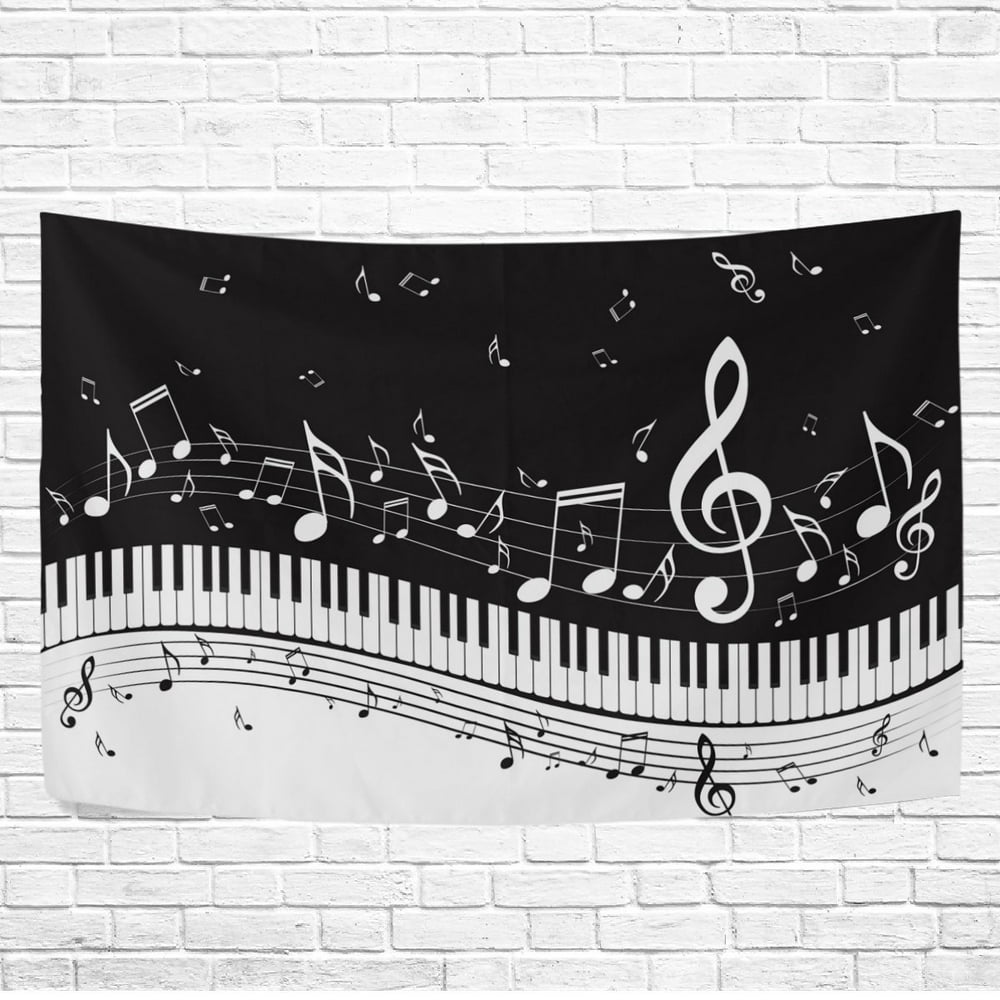 POPCreation Home Decor Collection, White Black Music Note Piano Key