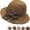 Brown-mid-brim Hat, variant on Versatile Retro Woven Handmade Straw Hat with Ruffled Bow, Elegant Crochet Straw, Foldable Breathable for Women, Pink-mid-brim Hat