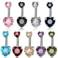 thumbnail image 2 of GROFRY Belly Button Ring Eye-catching Corrosion Resistant Heart Shaped Belly Navel Stud Piercing Jewelry for Girl, 2 of 8