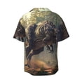 thumbnail image 6 of Lsque Jungle Dinosaur print Men's Cuban Collar Short Sleeve Shirt Summer Beachwear Casual Button Down Fashionable Vacation Leisure Shirt-XX-Large, 6 of 7