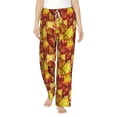 thumbnail image 2 of Picia Autumn Mosaic Maple Leaves Womens Soft Woven Cotton Elastic Waistband Sleep Pajama Pant Lounge Sleep Pant With Pockets And Drawstring-Small, 2 of 9