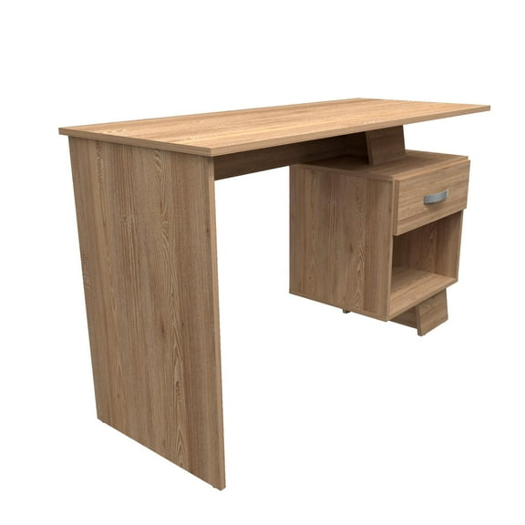 Inval Asymmetrical 1-Drawer 29"H Desk, Amaretto Oak