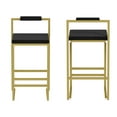 thumbnail image 3 of Tcbosik 2 Pack Upholstered Barstools, Modern Counter Height Bar Stool with Metal Frame, Velvet Fabric Bar Chair for Kitchen Island, Living Room, Cafe, Black & Gold, 3 of 7