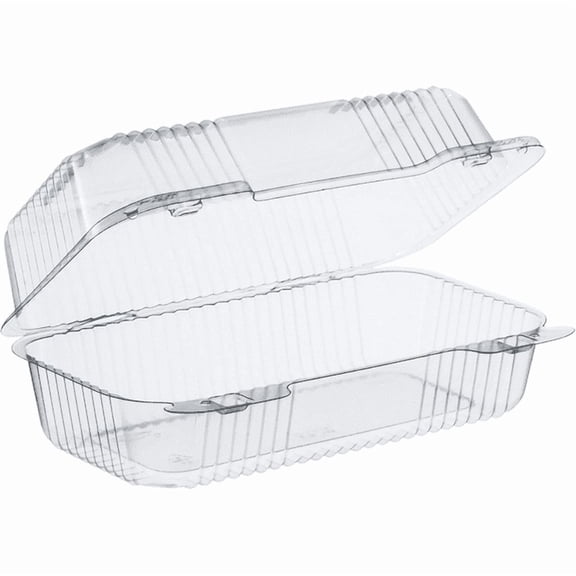EcoQuality 9x5.38x3.5 Inch Oblong Clear Pet Hinged Clamshell Takeout Container (25)