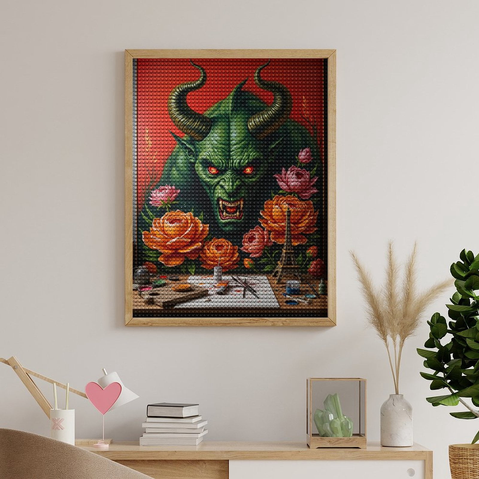 Diamond Art Kits for Adults, Demon Painting Flowers Workshop Art 5D Diamond Painting Kits for Adults Beginners, DIY Full Drill Diamond Painting, Gem Art and Crafts 12x16