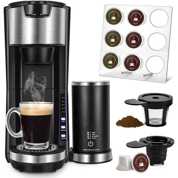CASSS Maker With Milk Frother, 2 In 1 Single Serve Coffee Machine K Cup