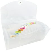 JAM Paper & Envelope 13 Pocket Expanding File, Clear, 1/Pack, Check Size, 5 x 10 1/2