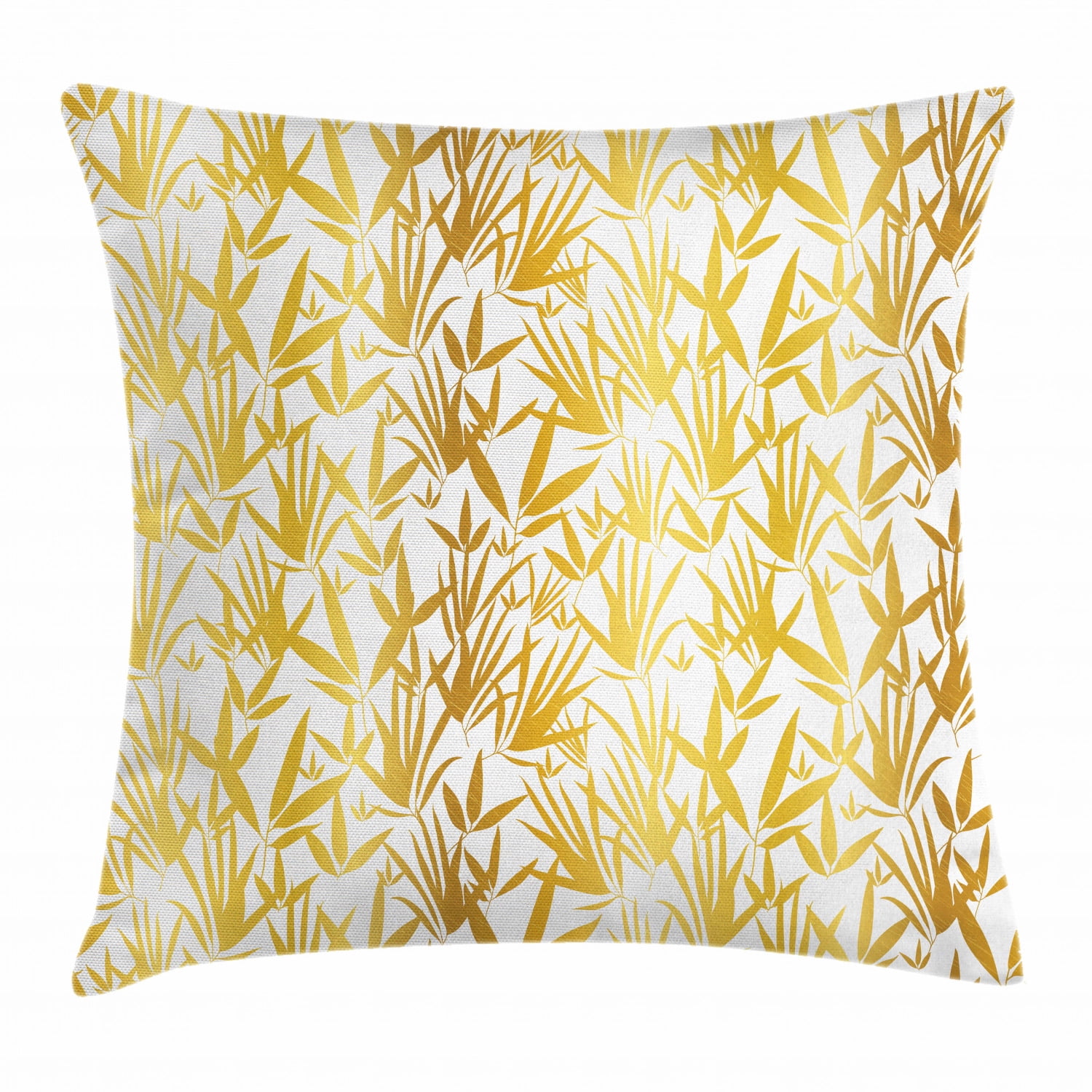 Bamboo Throw Pillow Cushion Cover, Tropic Theme Bamboo Leaves and