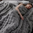 thumbnail image 6 of Faux Fur Throw Blanket, 1000GSM Fluffy Soft Bubble Blanket for Couch Bed, Cozy Plush Warm and Thick Blanket, Fuzzy Rabbit Lola Throw for Living Room Bedroom 60''*80'' Light Grey, 6 of 15