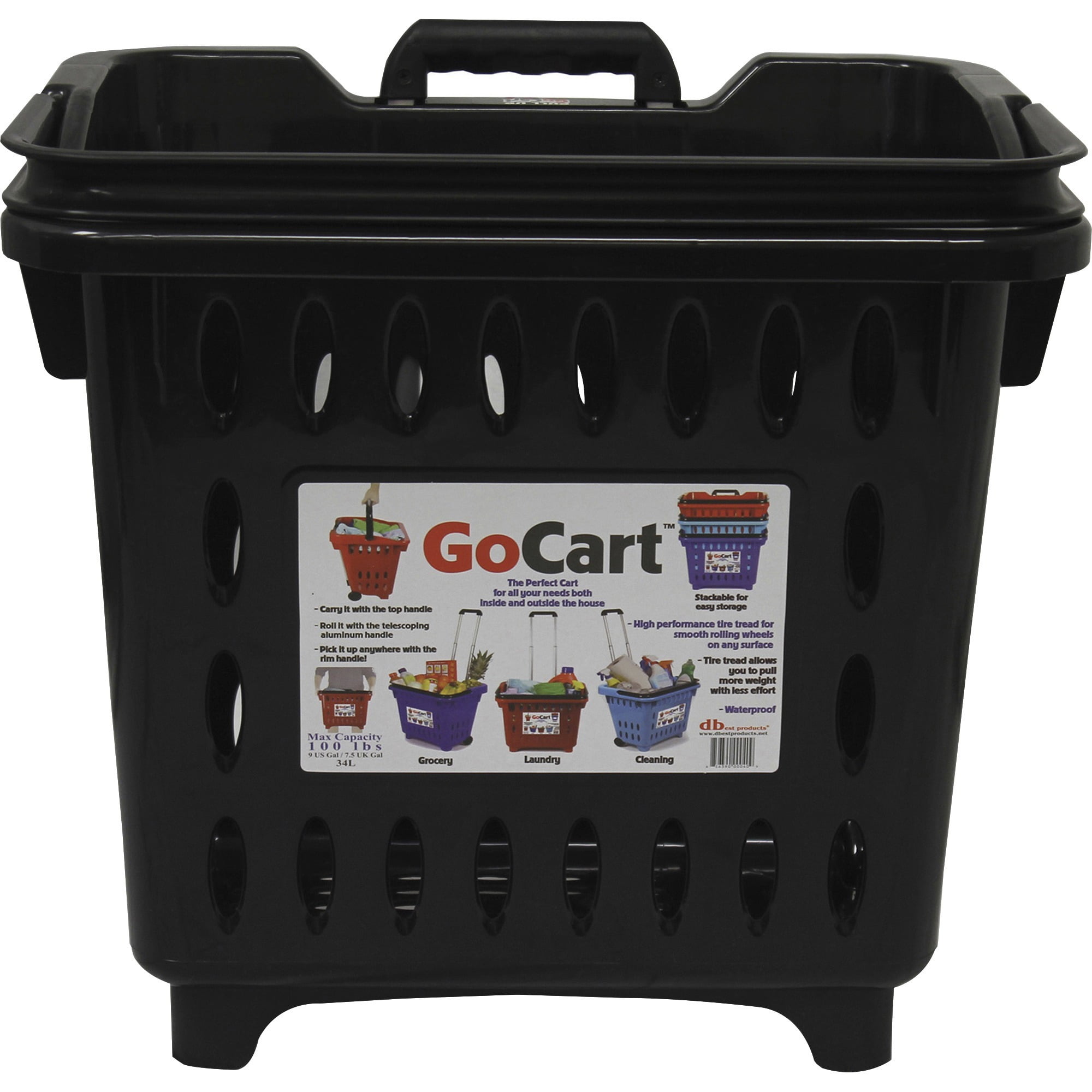 dbest GoCart Multipurpose Rolling Basket, Black