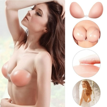 NK HOME Strapless Self Adhesive Silicone Bra, Push Up Invisible Silicone Bras for Women with Drawstring Suit For Dress Wedding