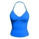 thumbnail image 4 of Camiseta deportiva sin costuras de nailon muy elástico para mujer: diseño sin espalda, copas extraíbles, detalle fruncido en la parte delantera, para yoga y fitness., 4 of 5