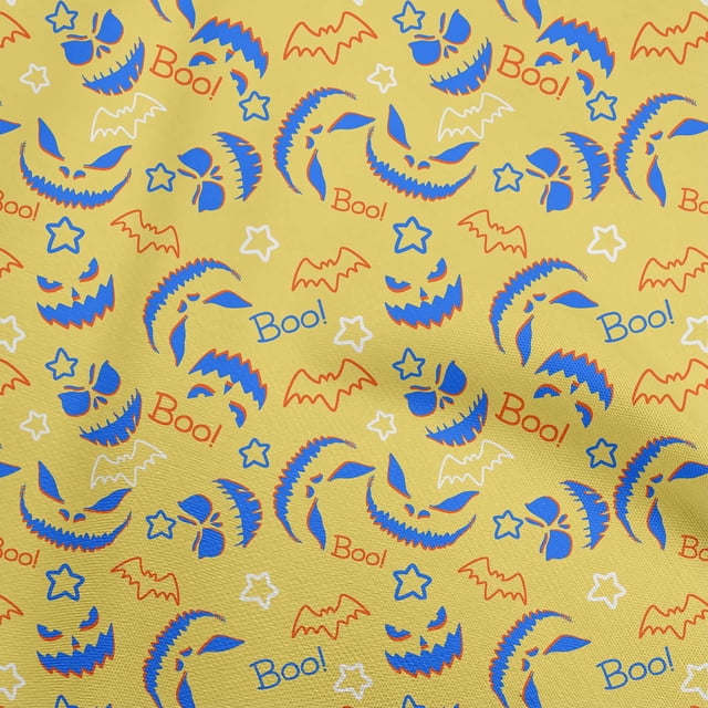 oneOone Polyester Spandex Yellow Fabric Halloween Sewing Craft Projects Fabric Prints By Yard 56 Inch Wide
