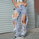 thumbnail image 3 of Gibobby Jeans dama cintura alta 2023 nuevos vaqueros para mujer, vaqueros a la moda de los 90, vaqueros con realce de botín para mujer, vaqueros de pierna recta para mujer(Azul claro,M), 3 of 5