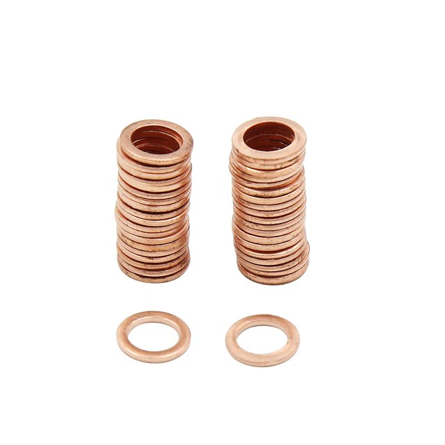 40Pcs Arandelas de Cobre Junta Plana 7mm Diámetro Interior para el Vehículo Coche