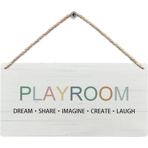 Kids Playroom Wood Plaque Sign, Playroom Wall Decor, Play Playroom Sign Wall Decor, Play Signs for Kids Playroom, Playroom Nursery Toddler Play Room Home Décor Wall Hanging Decor 5X10Inch
