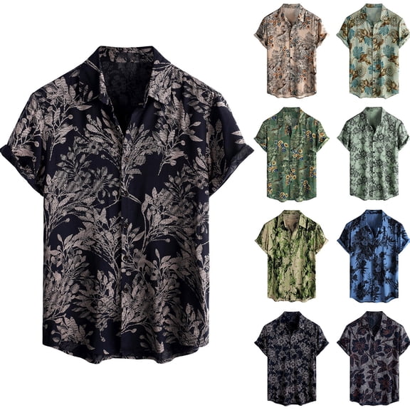 Mens Shirts Hawaiian Vintage Breathable Printed Short Sleeve Button Down Shirts Casual FashionBeach Shirt