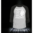 thumbnail image 2 of Shop4Ever Men's Warning May Start Spontaneously Talking About Anime Raglan Baseball Shirt Small Heather Grey/Black, 2 of 4