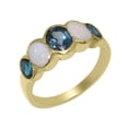 thumbnail image 1 of LBG British Made 10k Yellow Gold Natural London Blue Topaz & Opal Womens Band Ring - 33 size options - Size 9.5, 1 of 6