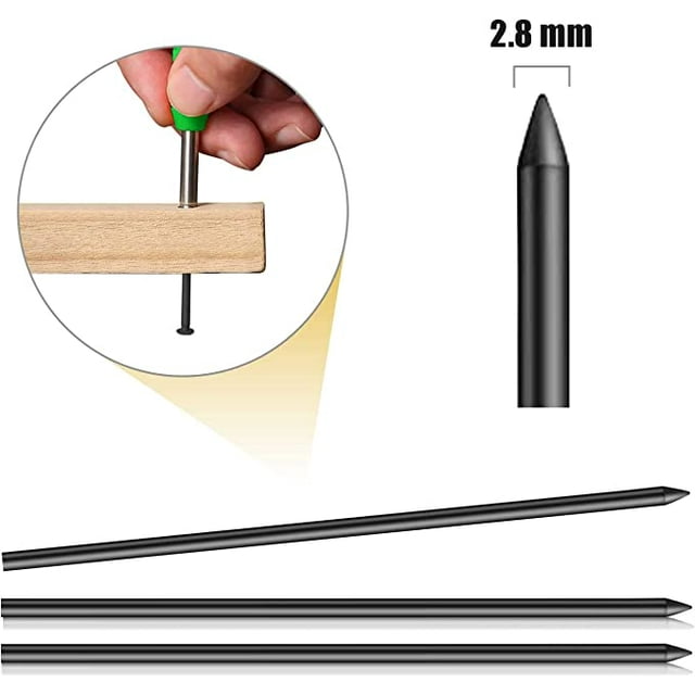 12 Pieces 2.8 mm Pencil Refills Refill for Woodworking Pencils Replacement Deep Hole Mechanical Construction Pen Lead Woodworking Marking Drawing Type 0