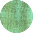 thumbnail image 1 of Ahgly Company Indoor Round Abstract Turquoise Blue Modern Area Rugs, 4' Round, 1 of 4